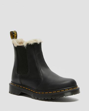 Dr Martens 2976 Faux Fur Gevoerde Enkellaars Dames Zwart | NL 80AHK